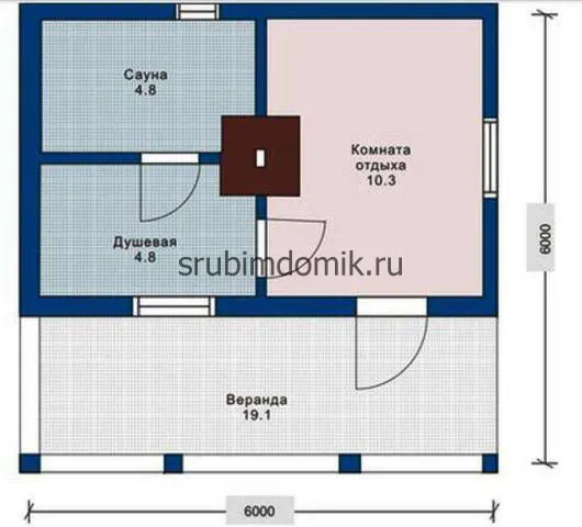 Баня из бревна 6 x 6 — фото 4